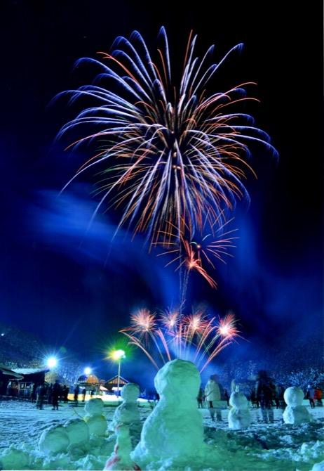 雪だるまさんの花火見物